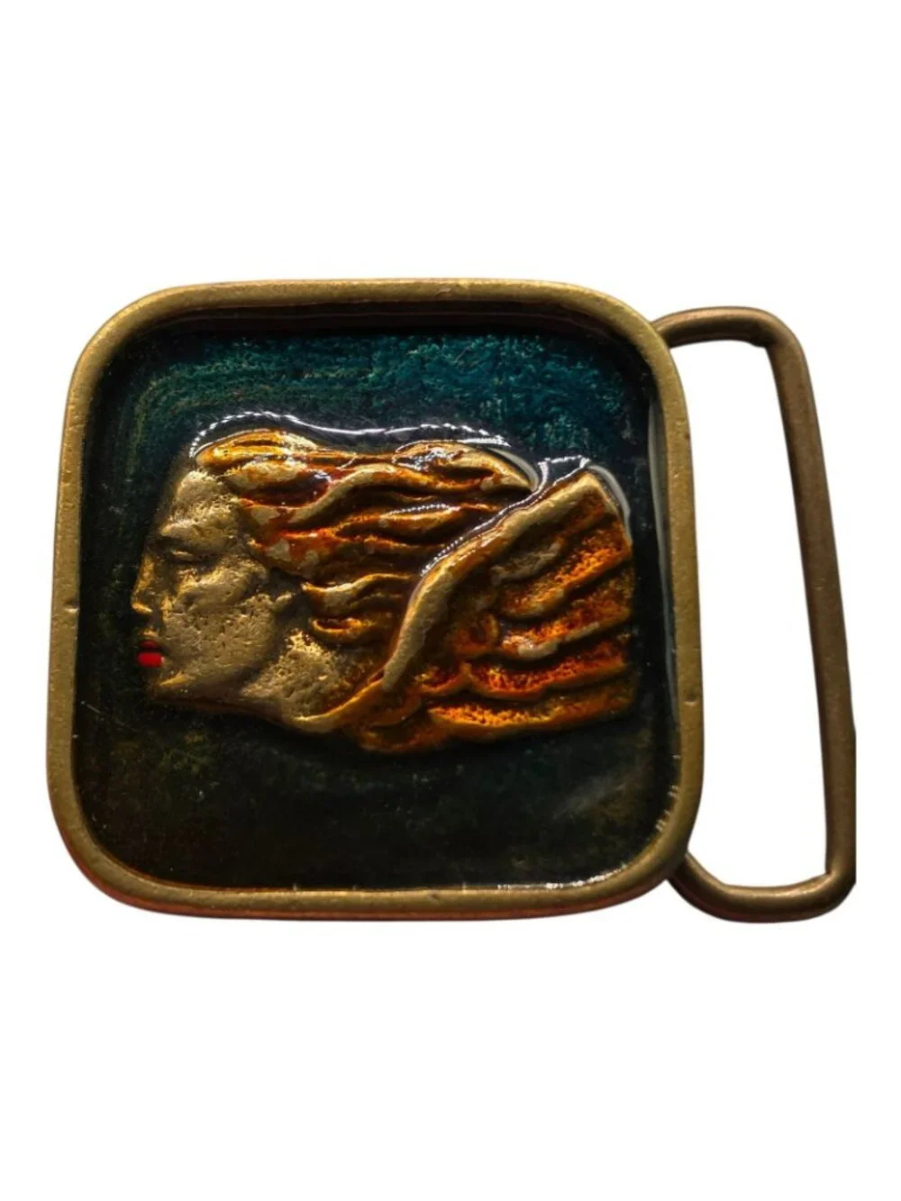 BTS solid brass and enamel belt buckle woman's profile 2.25